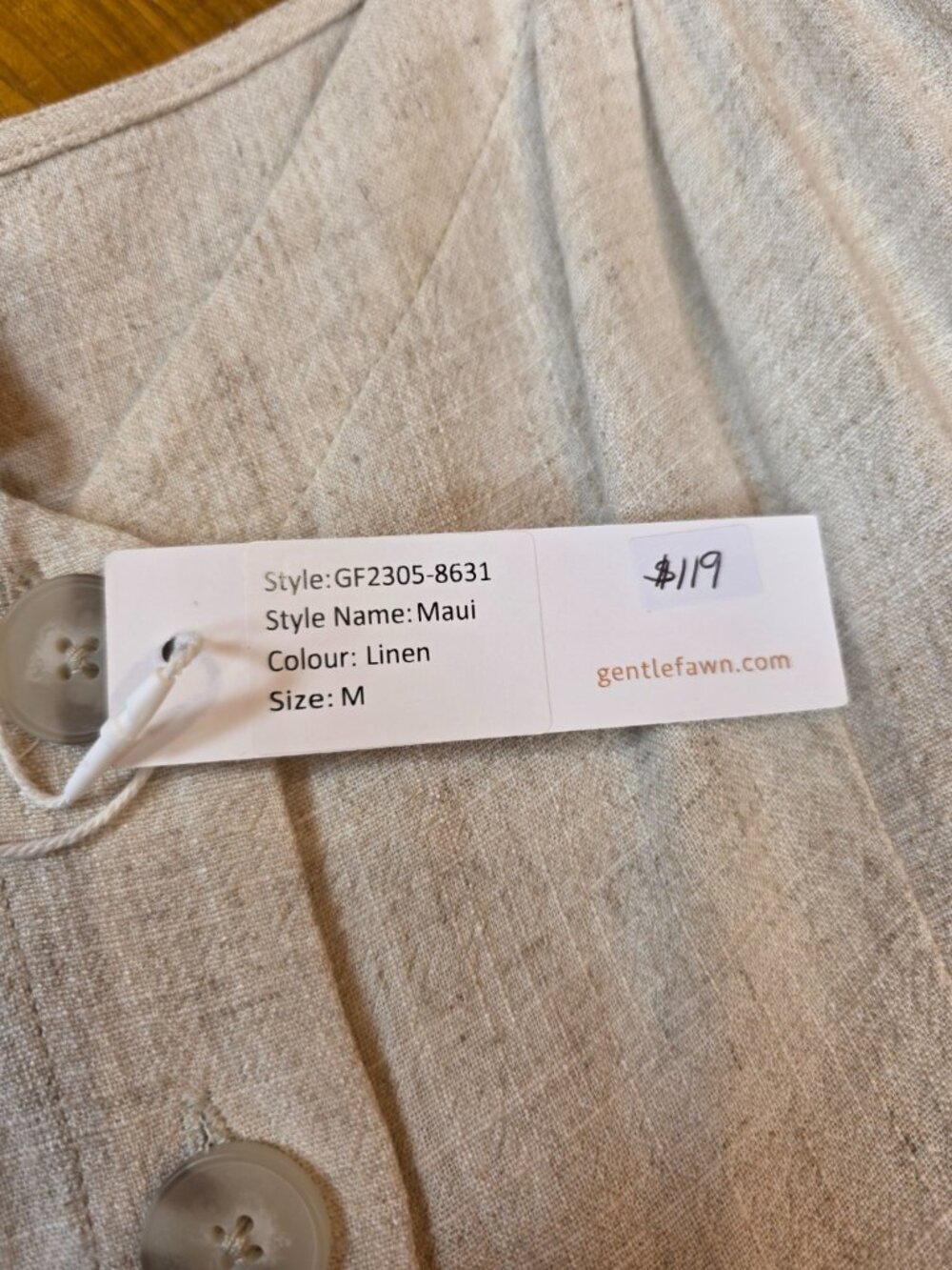 Gentle Fawn Beige Button-Front Linen Sundress SZ Medium. NWT - Picture 9 of 11